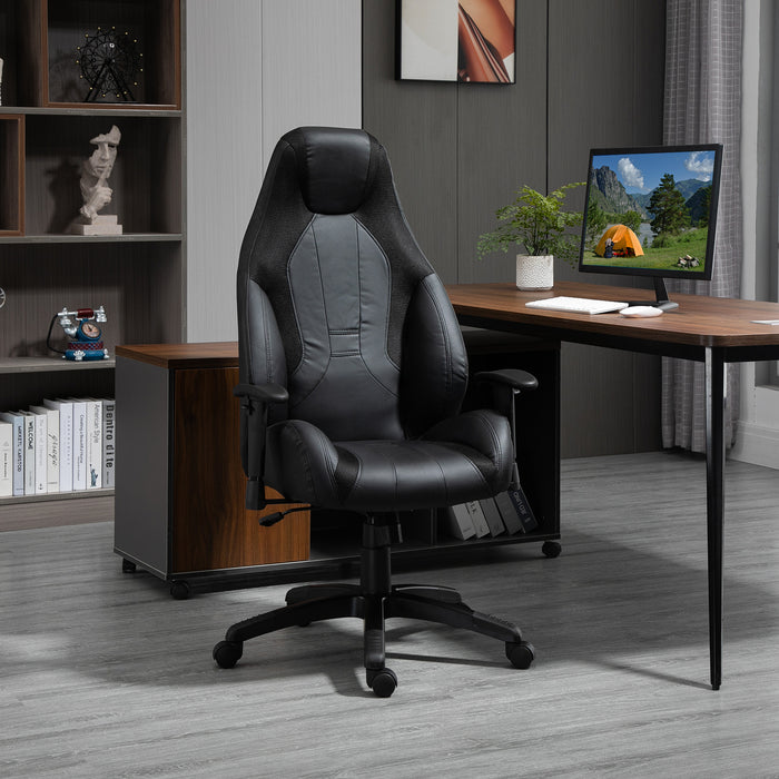 Executive Mesh & Faux Leather High Back Chair - Swivel Wheels, Height & Armrest Adjustable, Gaming Office Seat - Ideal for Gamers & Professionals