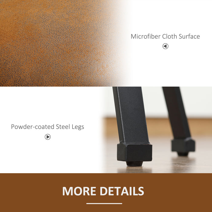 Vintage Kitchen Stools Set of 2 - Microfiber Cloth Breakfast Bar Chairs with Footrest and Brown Powder-Coated Steel Legs - Ideal for Home Bar and Kitchen Seating
