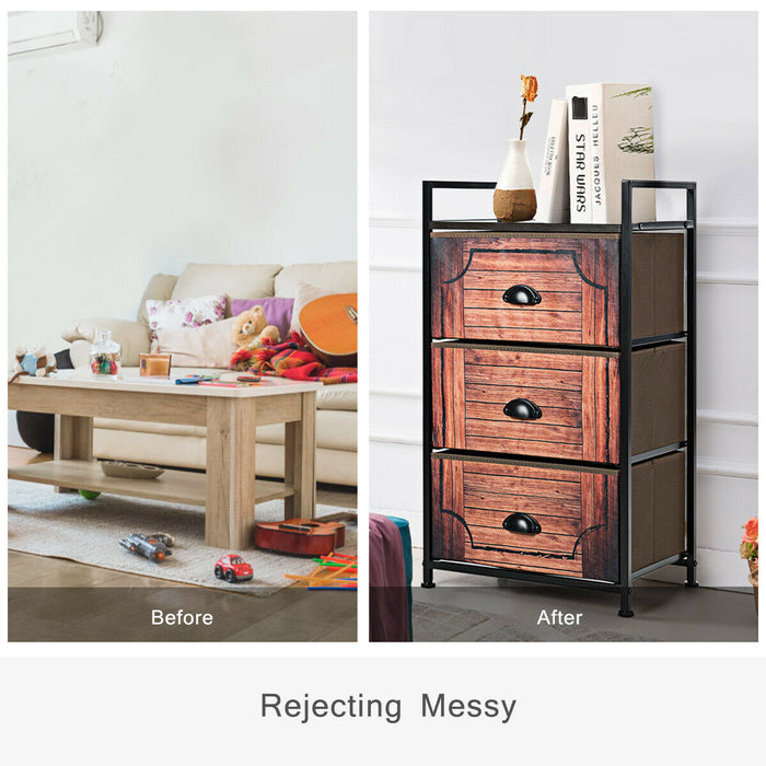 Fabric Drawer Storage Unit - 3-Drawer Organizer with Sturdy Steel Frame - Ideal for Home and Office Organization