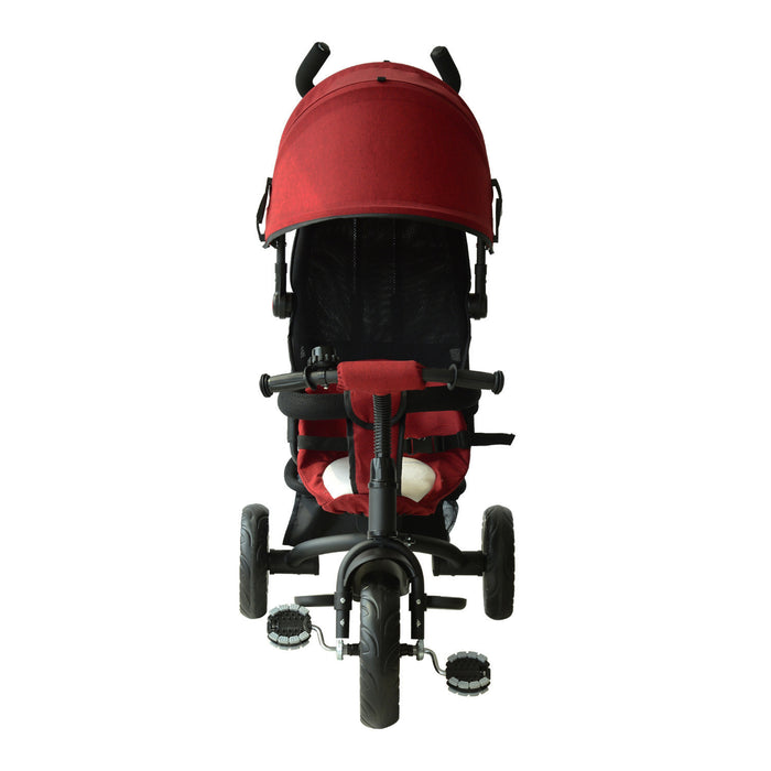 Red Baby Tricycle with Protective Canopy - 3-Wheel Toddler Bike - Safe Outdoor Riding Toy for Kids