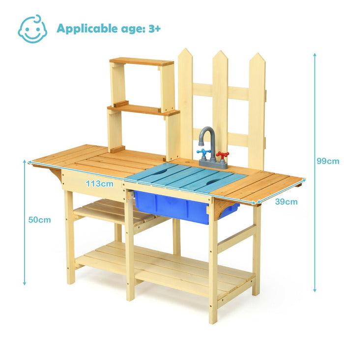 Woodland Play - Children's Wooden Mud Kitchen with Accessories - Perfect Play Set for Toddler Outdoors Exploration