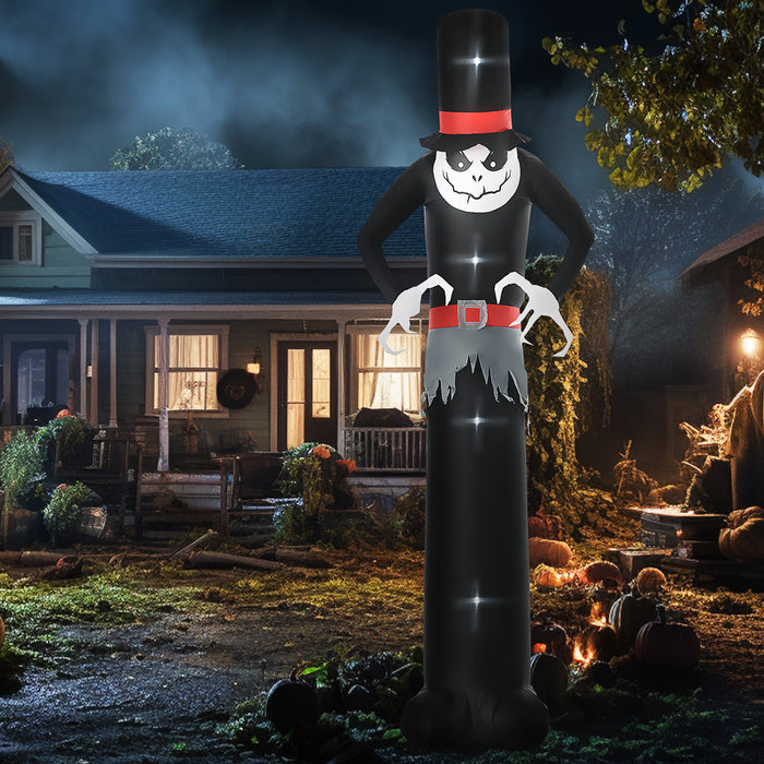 Inflatable Halloween Ghost - 10ft Tall Skinny Specter with Top Hat and LED Lights - Quick Setup Outdoor Decor with Next-Day Delivery