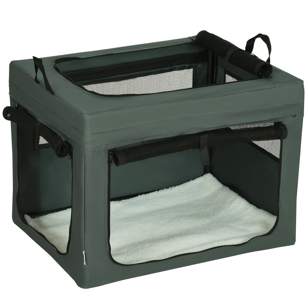 Portable Pet Carrier for Small Animals - Foldable and Spacious Dog & Cat Travel Bag, 69x51x51 cm, Grey - Ideal for Miniature Dog Breeds & Cats on the Go