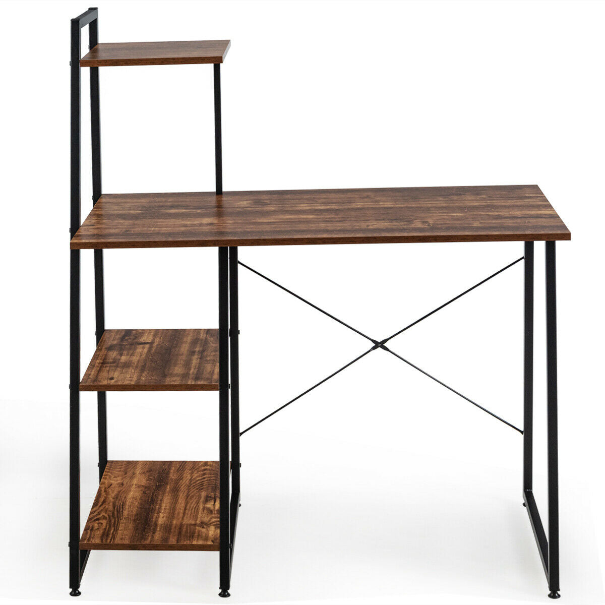 Adjustable Ergonomic Workstation - Computer Desk in Coffee Color - Ideal for Home Office Use