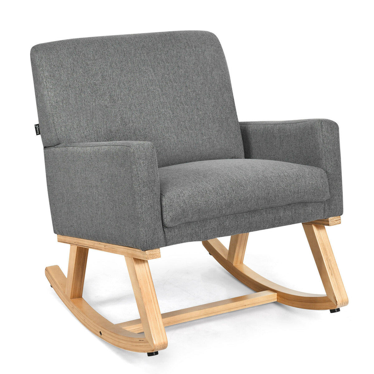 Beige Recliner Rocking Chair - Fabric Upholstered Lounge Sofa Seat, Relaxing Armchair Rocker - Ideal for Comfort and Relaxation