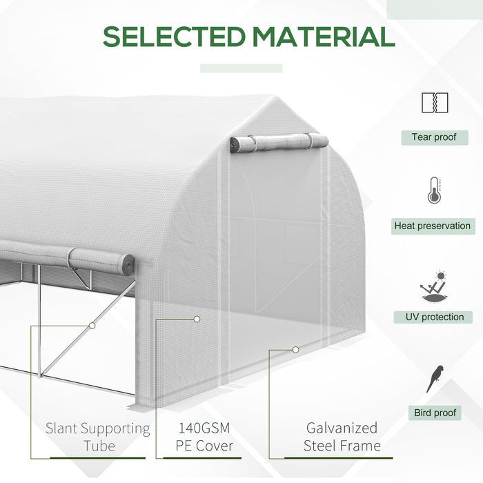 Walk-in Polytunnel Greenhouse 4x3m with Roll-Up Sidewalls - Durable PE Cover, Tunnel Tent Design for Optimal Warmth - Ideal for Plant Enthusiasts, Includes Garden Gloves & Plant Tags