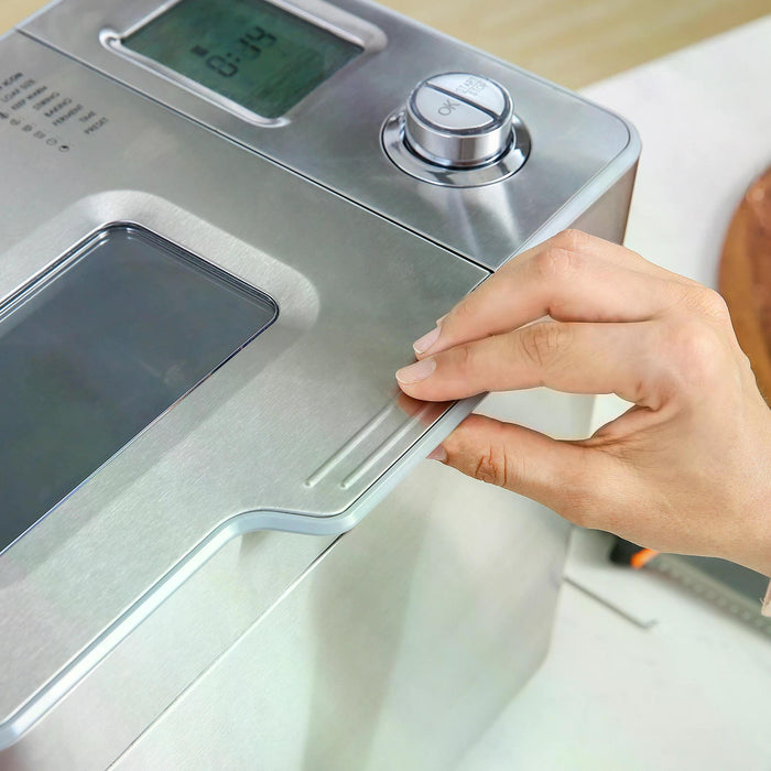 25 in 1 Programmable Bread Machine with 0.9 KG Capacity - Stainless Steel Dough Maker, Auto Fruit Nut Dispenser, Nonstick Pan - Ideal for Baking Custom Loaf Sizes, 550W Power