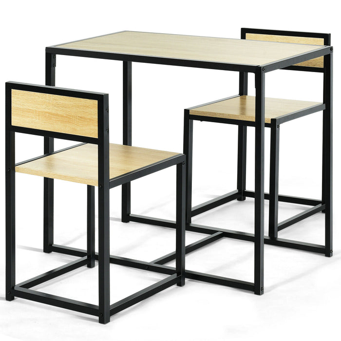 Compact Table and Chair Set - Coffee-Finished Minimalist Furniture Set - Ideal for Compact Living Spaces or Small Apartments