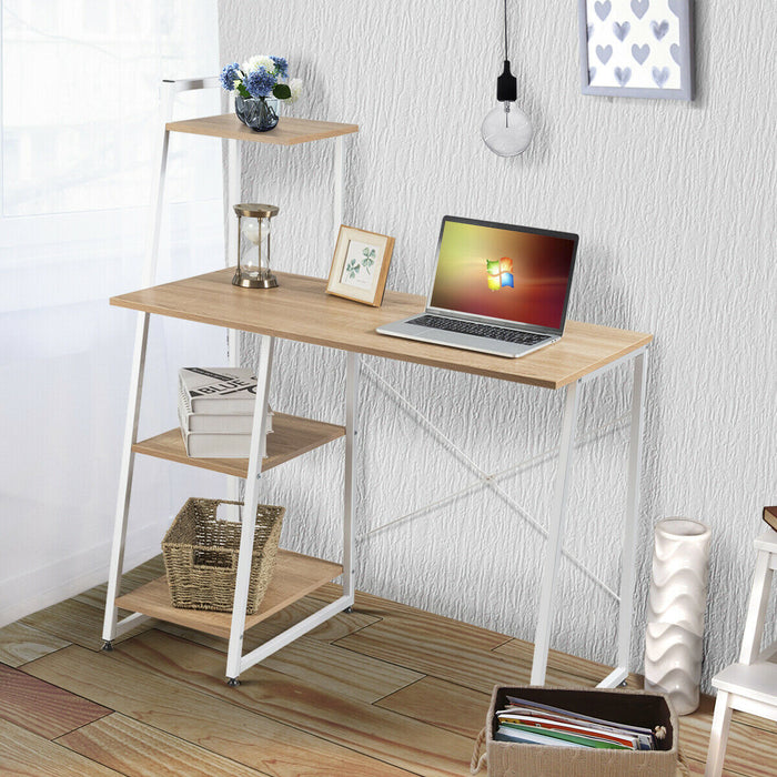Adjustable Ergonomic Workstation - Computer Desk in Coffee Color - Ideal for Home Office Use