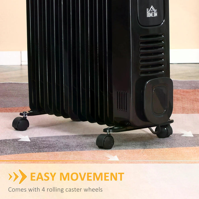 2720W Digital Oil-Filled Radiator Heater with Timer - 11 Fins Portable Electric Heater with 3 Heat Settings and Safety Features - Remote Controlled Home Heating Solution