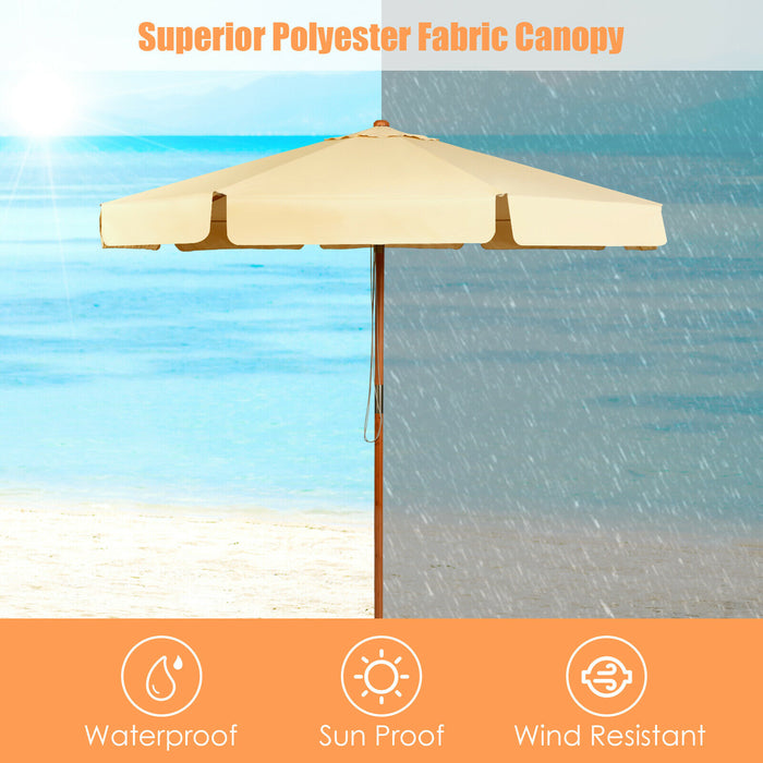 3M - Beige Garden Parasol Umbrella for Outdoor Sun Protection - Ideal for Garden Environments