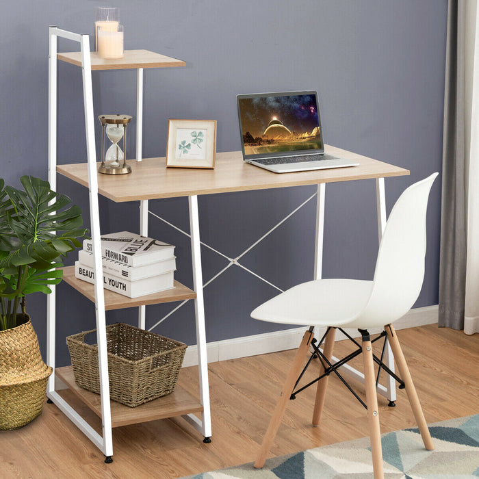 Adjustable Ergonomic Workstation - Computer Desk in Coffee Color - Ideal for Home Office Use