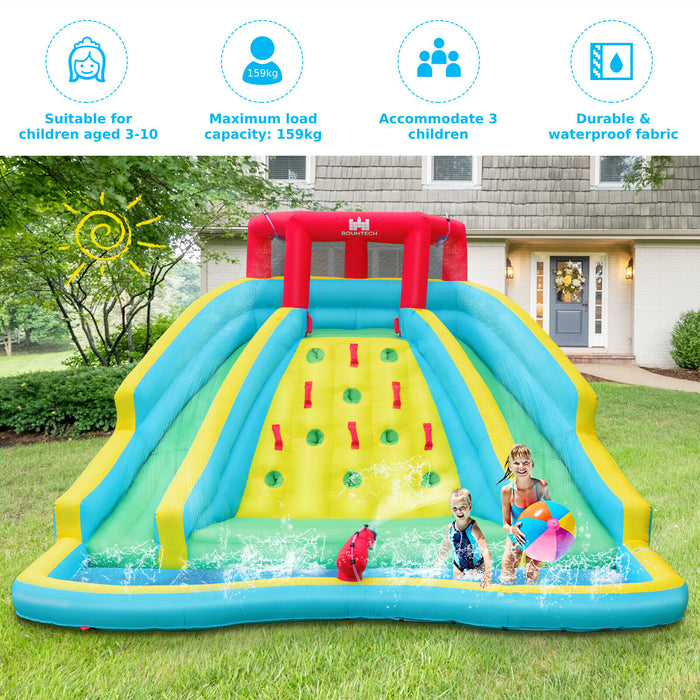 Inflatable Bouncy Castle - Double Water Slide Feature, Perfect for Kids - Ideal for Backyard Water Play Fun