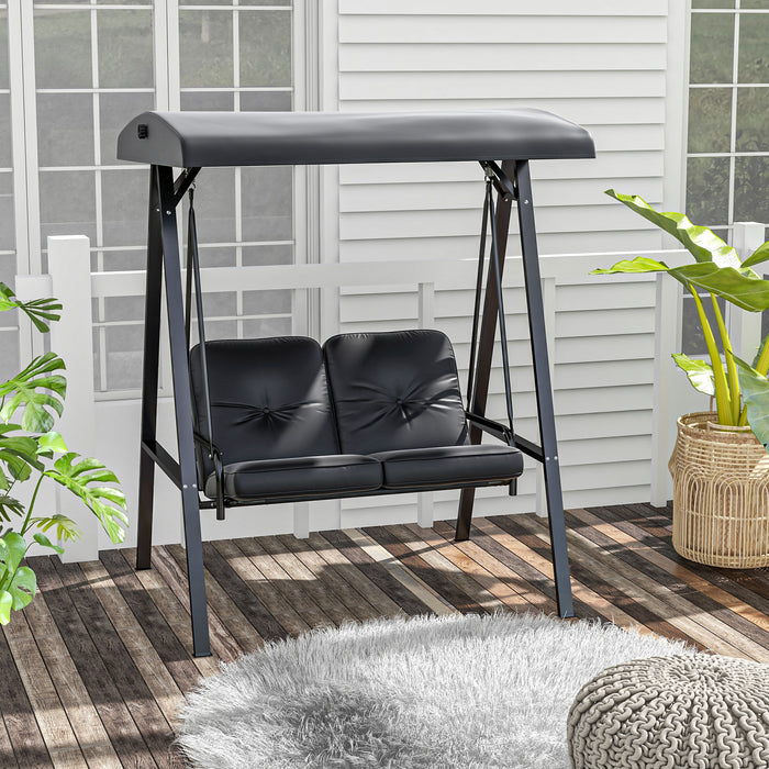 2-Seater Garden Swing Chair with Steel Frame - Outdoor Hammock Bench, Adjustable Canopy, Patio-Friendly - Perfect for Relaxing in Your Backyard