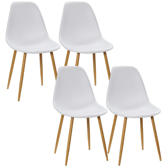 Modern Armless Dining Chair Set of 4 - Curved Back & Metal Legs, Elegant White Finish - Ideal for Kitchen, Bedroom, or Living Room Seating