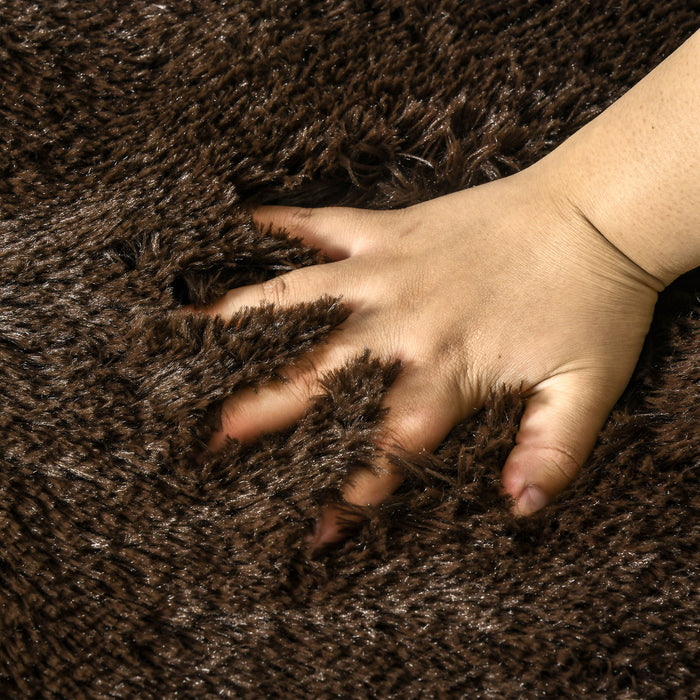 Plush Brown Shaggy Rug - Soft Area Carpet for Living Room, Bedroom, Dining 90x150 cm - Cozy Floor Covering for Home Comfort