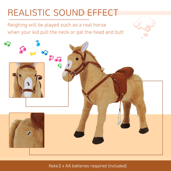 Plush Rocking Pony with Soothing Sounds - Beige, Soft Toddler Rocker - Ideal for Playtime & Nurture Imagination in Kids