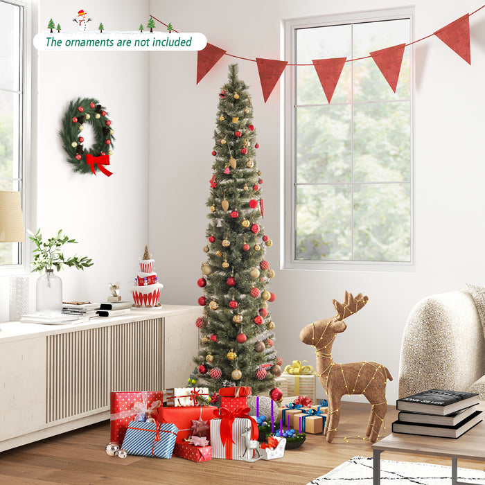 Pre-Lit Christmas Tree 180cm – Artificial Pencil Design with Warm White Lights – Perfect for Indoor Holiday Decorations