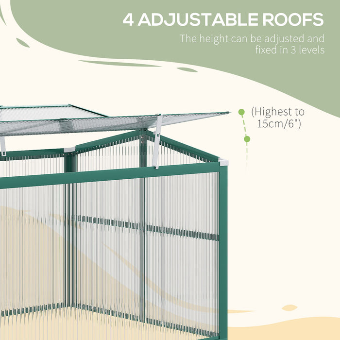 Aluminium & Polycarbonate Cold Frame Greenhouse - Adjustable Top for Optimal Plant Growth, Robust 130x70x61cm Structure - Ideal for Cultivating Flowers & Vegetables