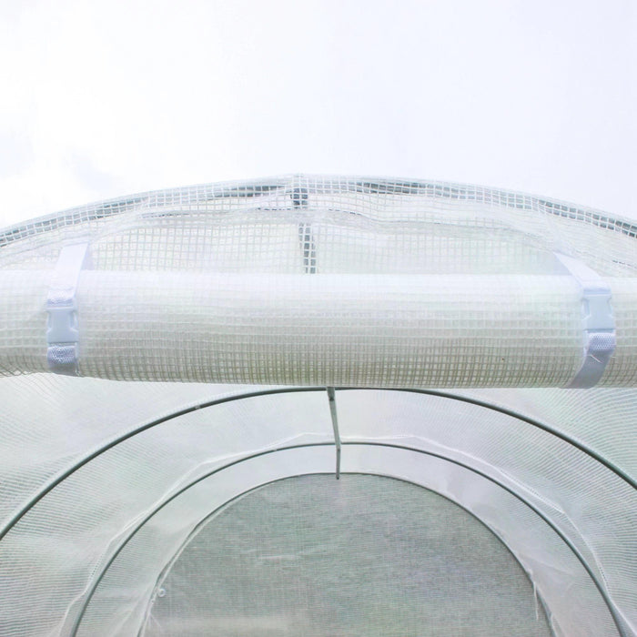 Reinforced Greenhouse Replacement Cover 4.5 x 3 x 2m - Sturdy Plant Protection with Zipper Door for Walk-In Growhouses, White - Ideal for Gardeners and Home Farming Enthusiasts