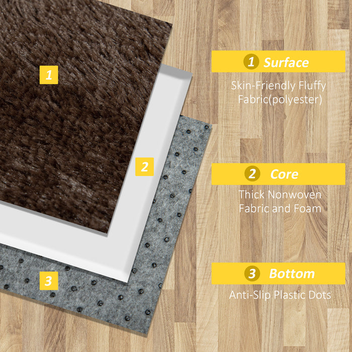 Plush Brown Shaggy Rug - Soft Area Carpet for Living Room, Bedroom, Dining 90x150 cm - Cozy Floor Covering for Home Comfort