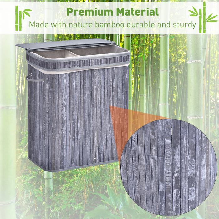 100L Wooden Laundry Basket - Split Lid with Removable Liner & Ventilated Design - Durable, Water-Resistant Clothes Storage for Home Use