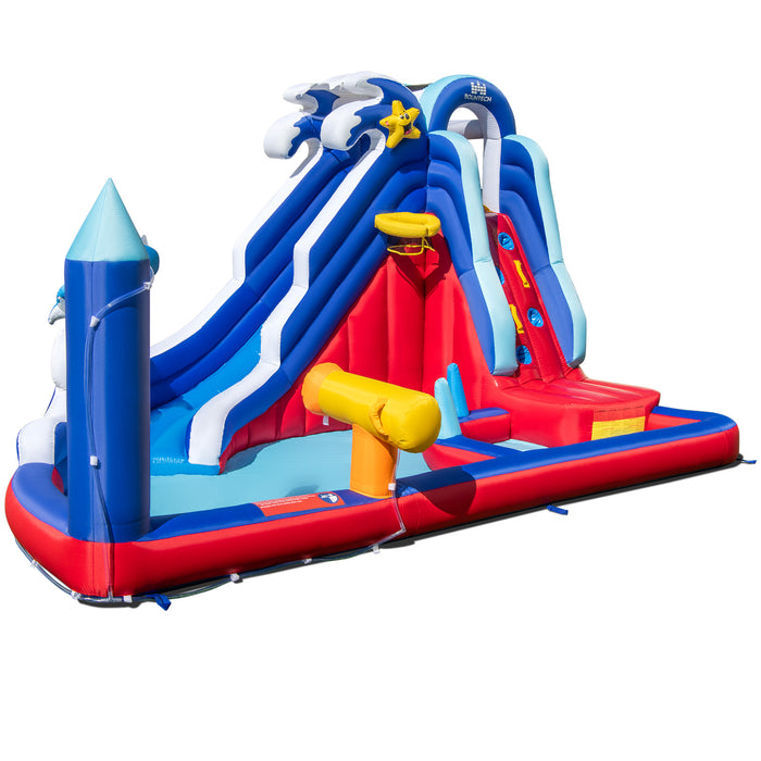 Inflatable 6-In-1 Water Park - Includes Climbing Wall and Water Cannon, Blower Not Included - Perfect for Outdoor Children's Play and Entertainment