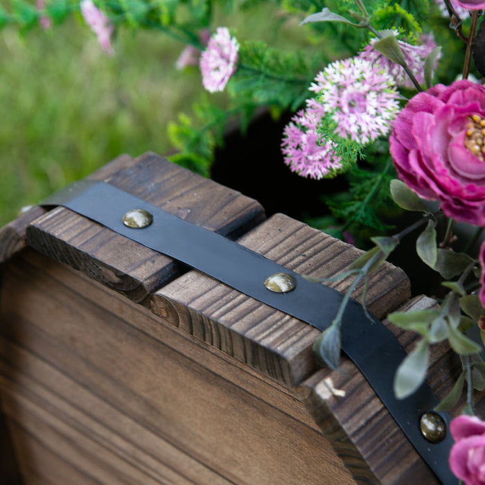 Wooden Planter Box Set of 2 - Outdoor & Indoor Solid Wood Garden Flower Box, Carbonized Finish - Ideal for Planting Flowers & Herbs