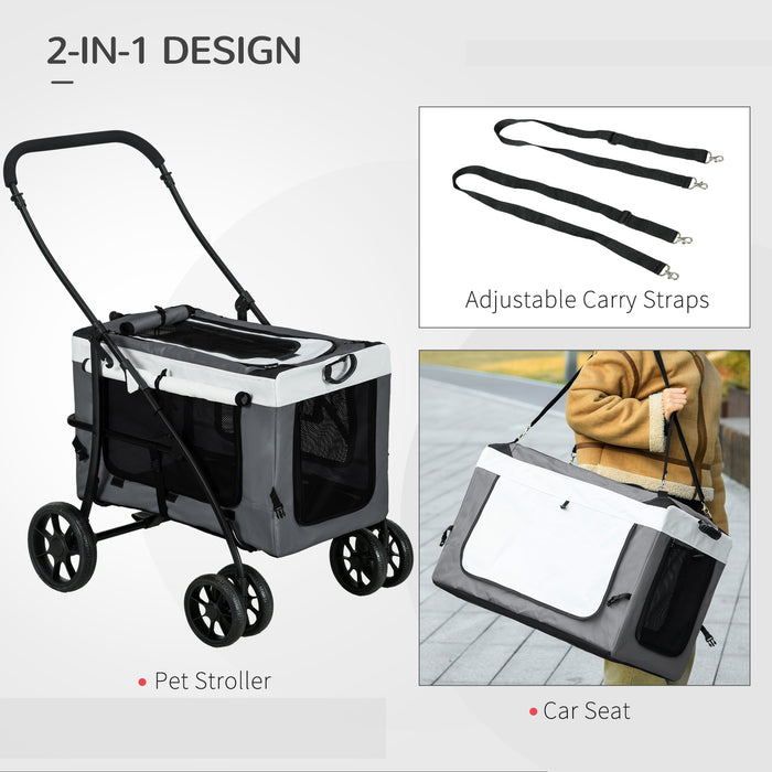 Foldable Dog Stroller & Detachable Pet Travel Crate - Soft Padded Carrier for Mini & Small Dogs - Convenient Transportation Solution for Pet Owners