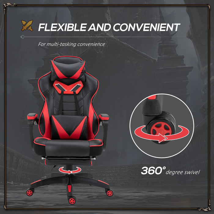 Ergonomic Racing Gaming Chair with Adjustable Height and Recliner - Wheeled Desk Chair with Lumbar Support and Retractable Footrest for Home Office - Comfortable Seating Solution for Gamers and Professionals