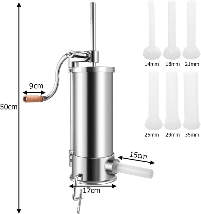 6L 6 Tubes Sausage Stuffer Machine - High-capacity Kitchen Appliance for Meat Processing - Ideal for Home Cooks and Professional Chefs