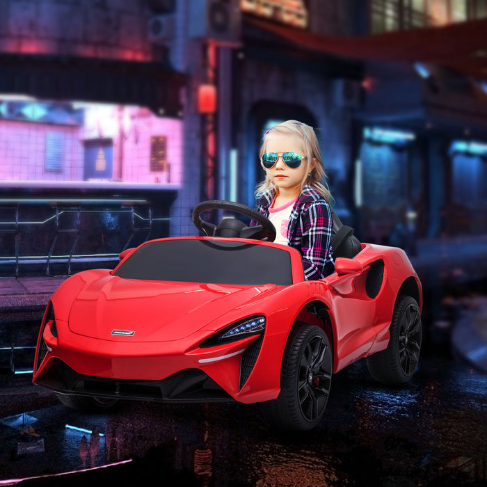 McLaren Kids Electric Ride-On Car with Butterfly Doors - 12V Battery-Powered Vehicle, Remote Control, Horn, Headlights, MP3 Player - Ideal for Young Drivers and Car Enthusiasts