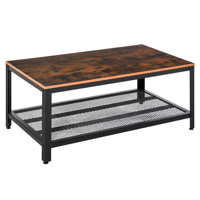 Industrial Style Coffee Table - Living Room Two-Tone Storage Unit with Shelf, Metal Frame - Modern Organizer for Home Décor and Organization