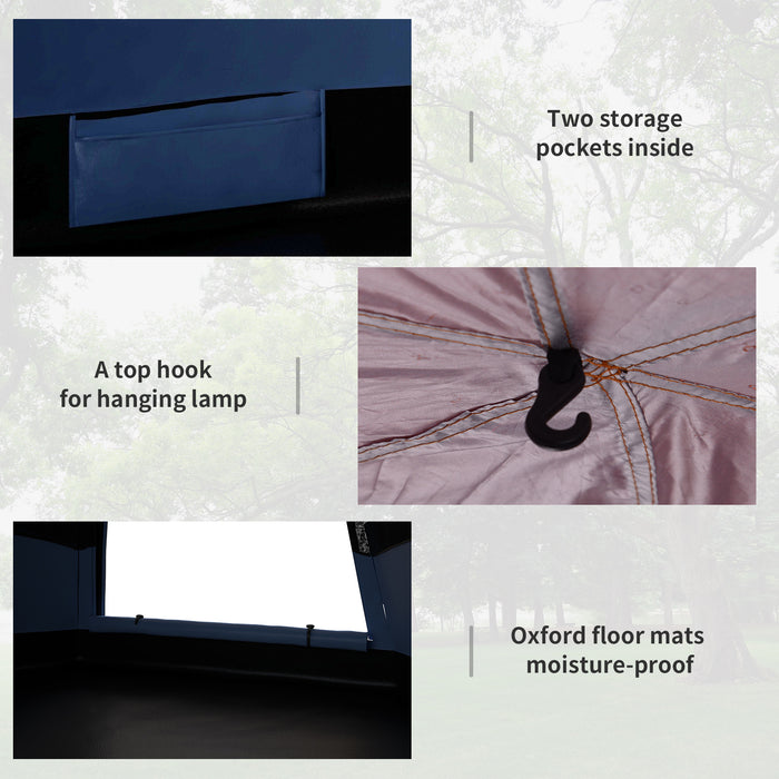 4 Person Hexagon Dome Tent with Double Layer Protection - Waterproof Rainfly and Welded Floors for Outdoor Camping - Portable Shelter with Hanging Hook and Travel Carry Bag