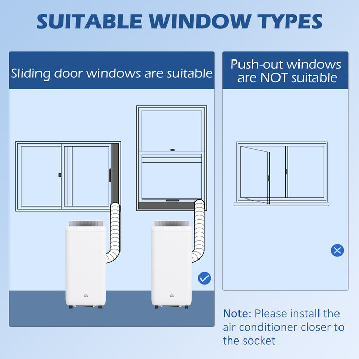 12,000 BTU Portable Air Conditioning Unit - Cools and Dehumidifies Rooms Up to 28m² with Auto/Sleep Modes and 24-Hour Timer - Easy Mobility with Built-in Wheels for Home or Office Use
