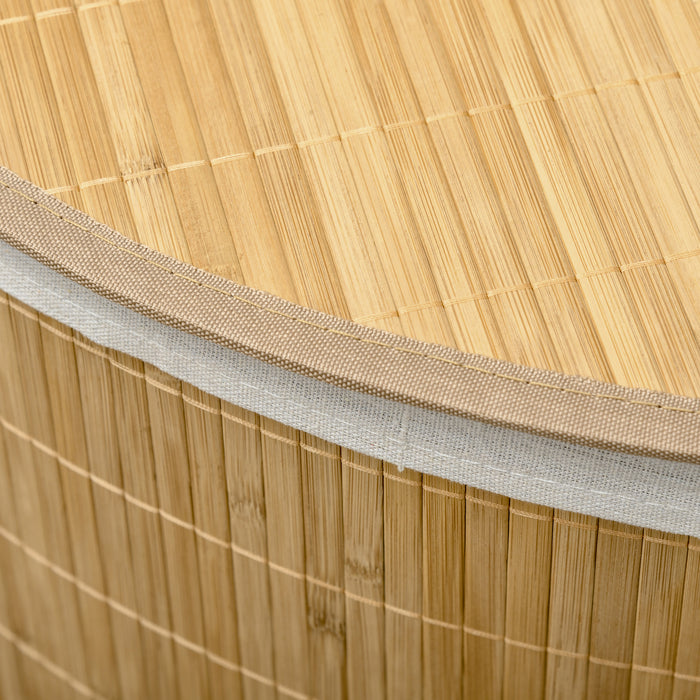 Bamboo Laundry Hamper - 55L Capacity with Lid and Removable Liner, Space-Saving Corner Design - Ideal for Organizing and Airing Out Laundry