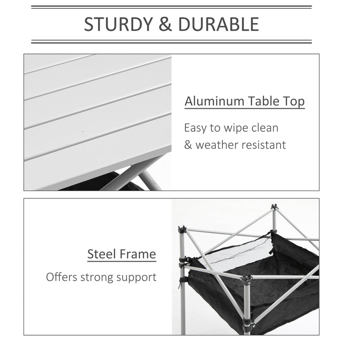 Foldable Camping Table with Mesh Storage Bag - Outdoor Dining & Hiking Lightweight Desk with Steel Frame - Ideal for Camping, Picnics, and Portable Furniture Needs