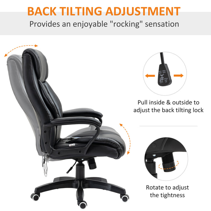 High Back Executive Massage Office Chair - 6-Point Vibrating, Extra Padded Swivel & Tilt Functionality - Ergonomic Desk Seat for Comfortable Working