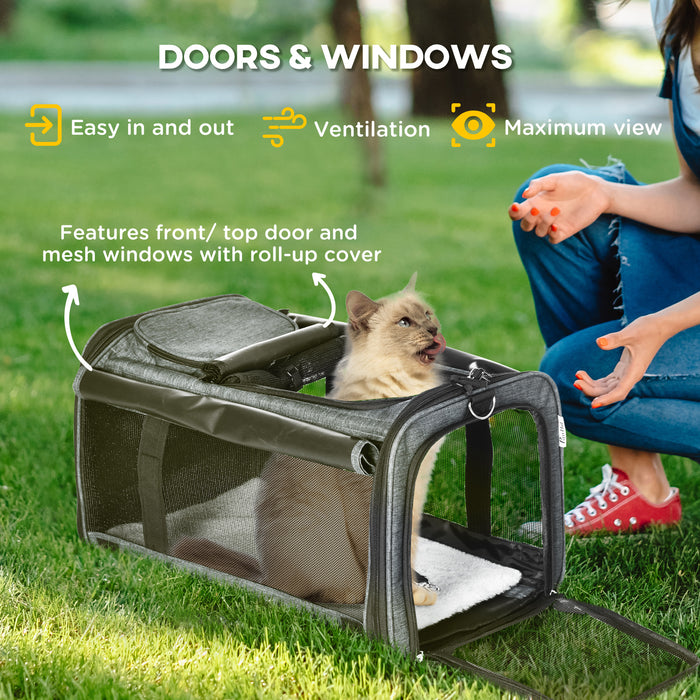 4-in-1 Portable Pet Carrier with Wheels - Telescopic Handle, Foldable Design for Cats and Small Dogs - Ideal for Travel and Mobility Assistance for Pet Owners