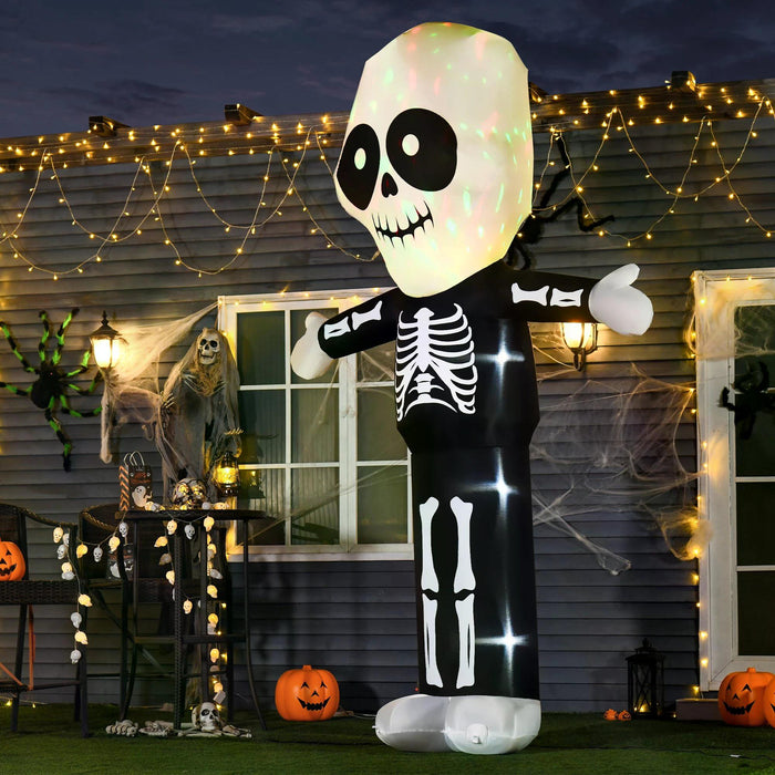3m Tall Halloween Inflatable Skeleton Ghost - LED Lighted Yard Decor for Nighttime Display - Quick Next Day Delivery for Immediate Festive Setup