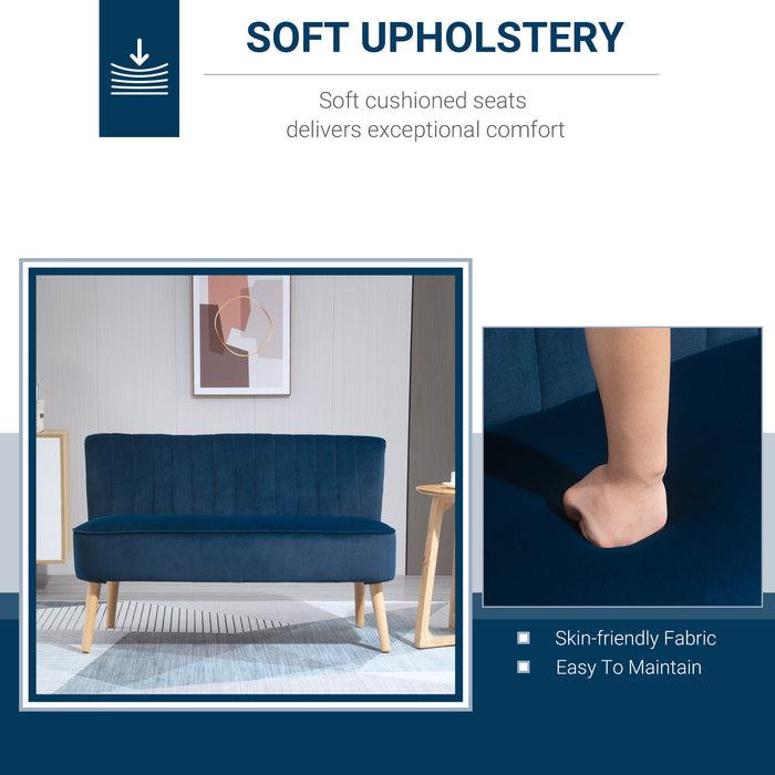 Two-Seat Velvet Sofa - 117cm Wood Frame with Foam Padding & High Back Design - Cozy and Compact Seating Solution, Ideal for Small Spaces