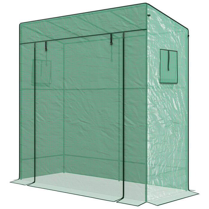 PE Covered Walk-in Greenhouse - Weather-Resistant Outdoor Gardening Solution with Robust Frame - Ideal for Garden Enthusiasts and Plant Protection
