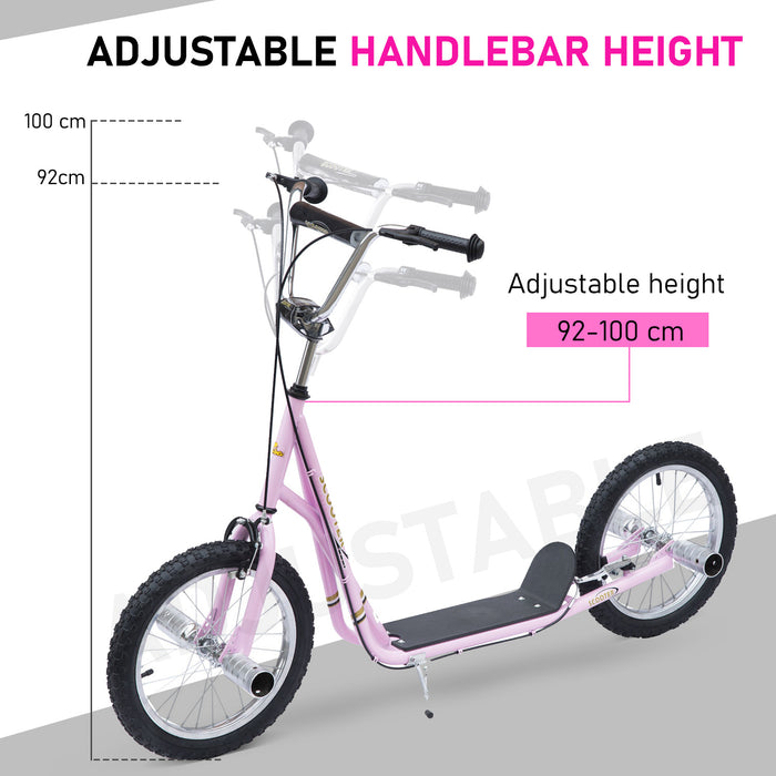 Youth & Adult Kick Scooter with 16" Air-Filled Tires - Sturdy Push Scooter for Teens & Kids, Pink - Outdoor Fun and Commuting for All Ages