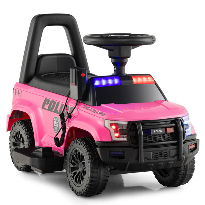 6V Kids Ride On - Police Car with Side Megaphone in Black - Perfect for Aspiring Young Officers