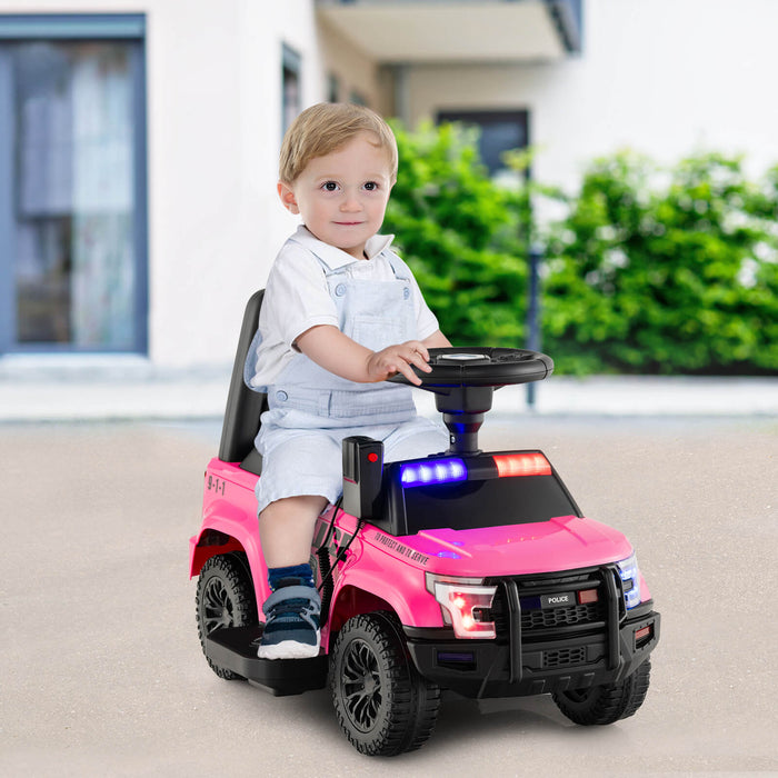 6V Kids Ride On - Police Car with Side Megaphone in Black - Perfect for Aspiring Young Officers