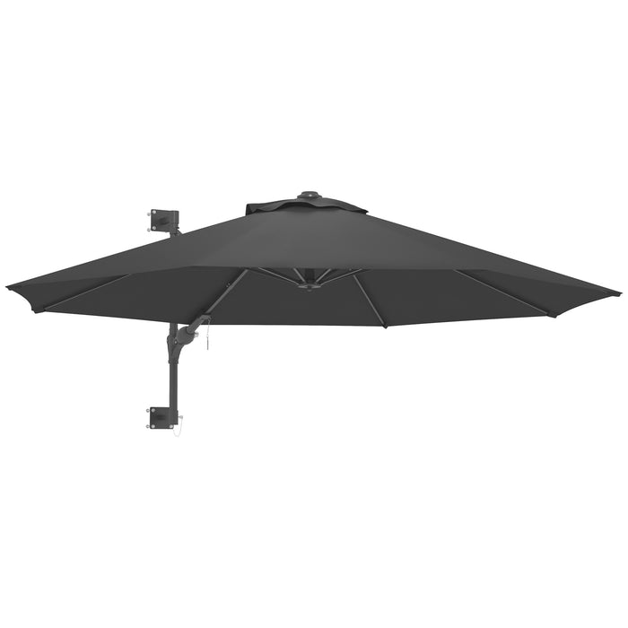 Wall-Mounted Garden Parasol - Ventilated Patio Sun Shade Canopy in Charcoal Grey - Ideal Outdoor Solution for UV Protection and Comfort