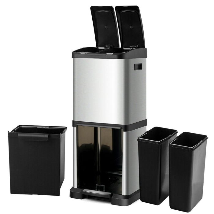 32L Stainless Steel Bin - Recyclable Waste Management Pedal Bin - Perfect Solution for Eco-Friendly Homes & Offices