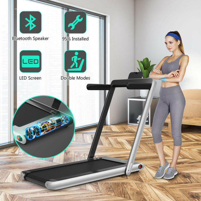 Folding Electric Treadmill - 1-12KPH Model - Black with Bluetooth Capability for Connectivity - Ideal for Home Workouts and Fitness Enthusiasts