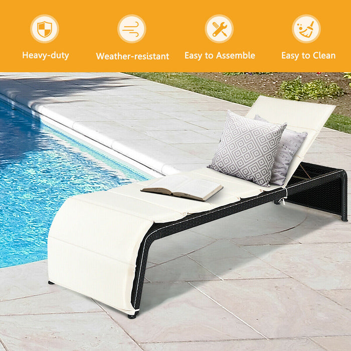 Rattan Brand - Adjustable Sun Lounger with Cushion Feature - Perfect for Outdoor Relaxation and Comfort