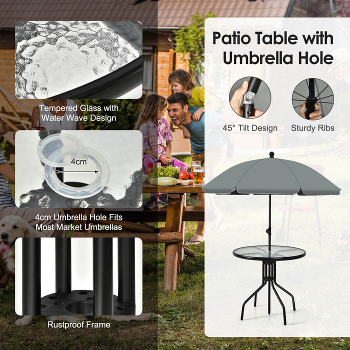 6 Pieces Versatile Patio Ensemble - Folding Chairs & Glass Table Dining Set - Perfect for Outdoor Entertaining and Relaxation
